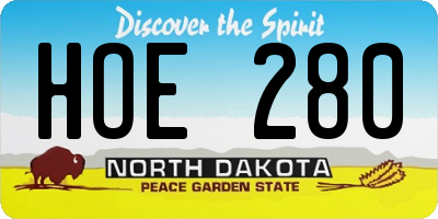 ND license plate HOE280