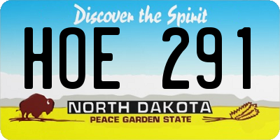 ND license plate HOE291