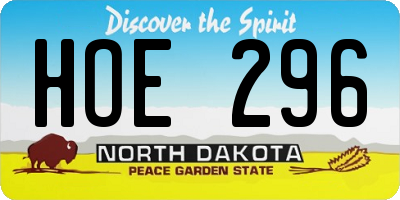 ND license plate HOE296