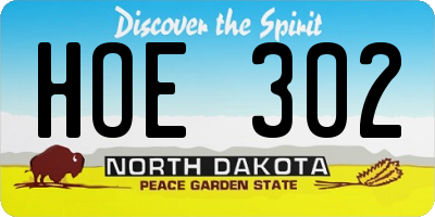 ND license plate HOE302