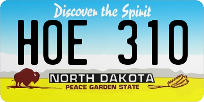 ND license plate HOE310