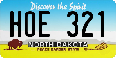ND license plate HOE321