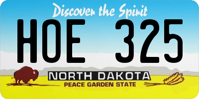 ND license plate HOE325