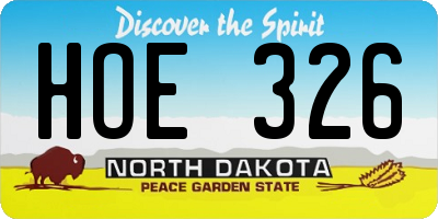 ND license plate HOE326