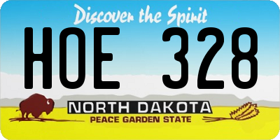 ND license plate HOE328