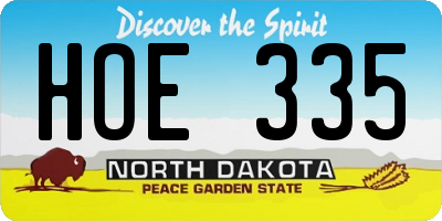 ND license plate HOE335
