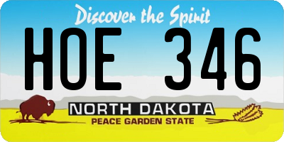 ND license plate HOE346