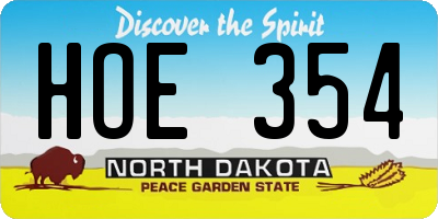 ND license plate HOE354