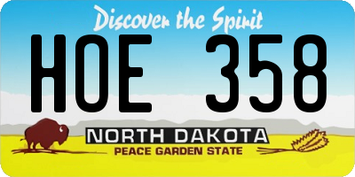 ND license plate HOE358