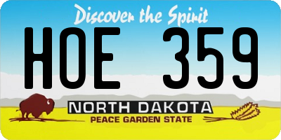 ND license plate HOE359
