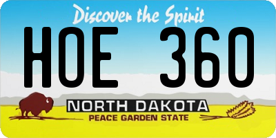 ND license plate HOE360