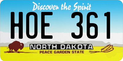 ND license plate HOE361