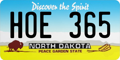 ND license plate HOE365