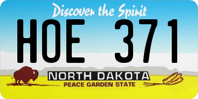 ND license plate HOE371