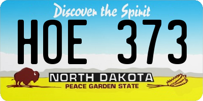 ND license plate HOE373