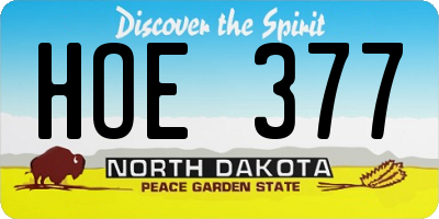 ND license plate HOE377