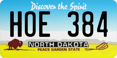 ND license plate HOE384