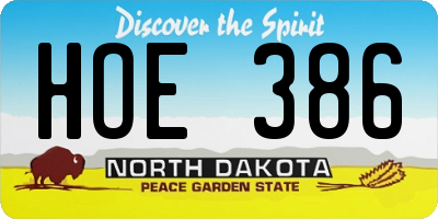 ND license plate HOE386