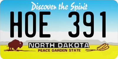ND license plate HOE391