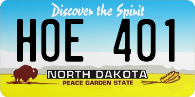 ND license plate HOE401