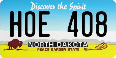ND license plate HOE408