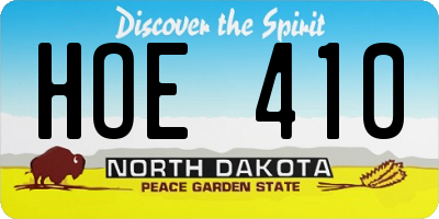 ND license plate HOE410