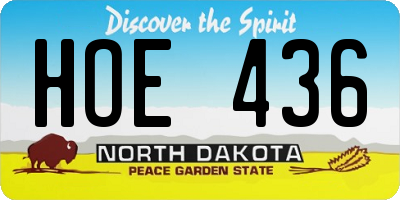 ND license plate HOE436