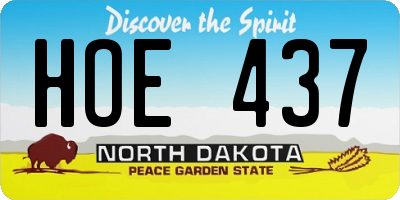 ND license plate HOE437