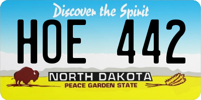 ND license plate HOE442