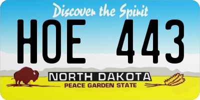 ND license plate HOE443