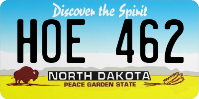 ND license plate HOE462