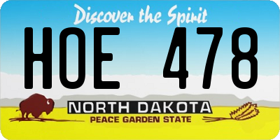 ND license plate HOE478