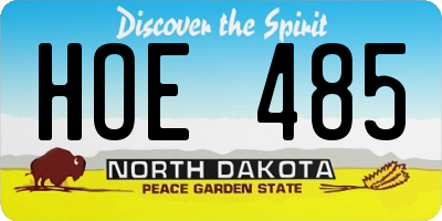 ND license plate HOE485