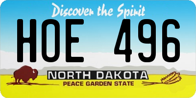 ND license plate HOE496
