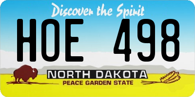 ND license plate HOE498