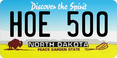 ND license plate HOE500