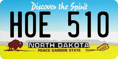 ND license plate HOE510