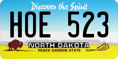 ND license plate HOE523