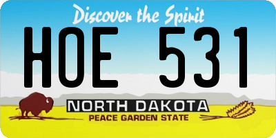 ND license plate HOE531