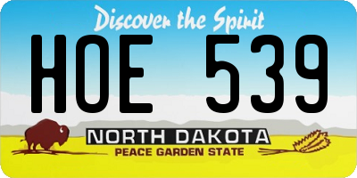 ND license plate HOE539