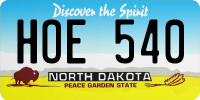 ND license plate HOE540