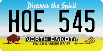 ND license plate HOE545