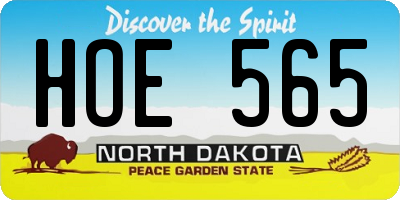 ND license plate HOE565