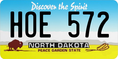 ND license plate HOE572