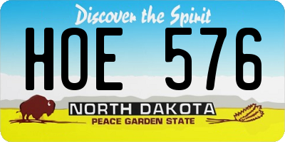 ND license plate HOE576