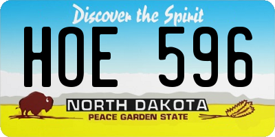 ND license plate HOE596