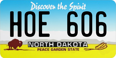 ND license plate HOE606