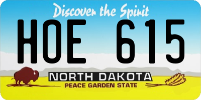 ND license plate HOE615