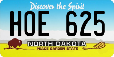 ND license plate HOE625