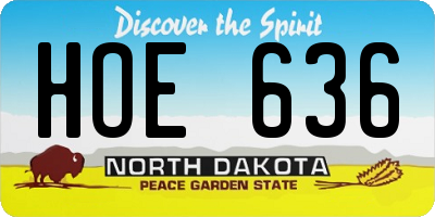 ND license plate HOE636